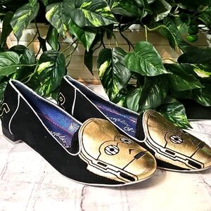 Irregular Choice Star Wars C- 3PO Black and Gold Loafers 10 NWOB